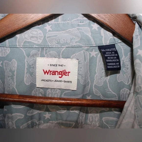 Men’s Wrangler Short Sleeve Pearl Snap Cowboy Boot Western Shirt Size XXL - Picture 11 of 13